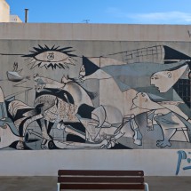 Mural of one of Pablo Picasso best-known painting - Guernica which shows the mourning women after the Nationalists had bombed the little town Guernica (in Basque) in the Spanish civil war in the year 1937